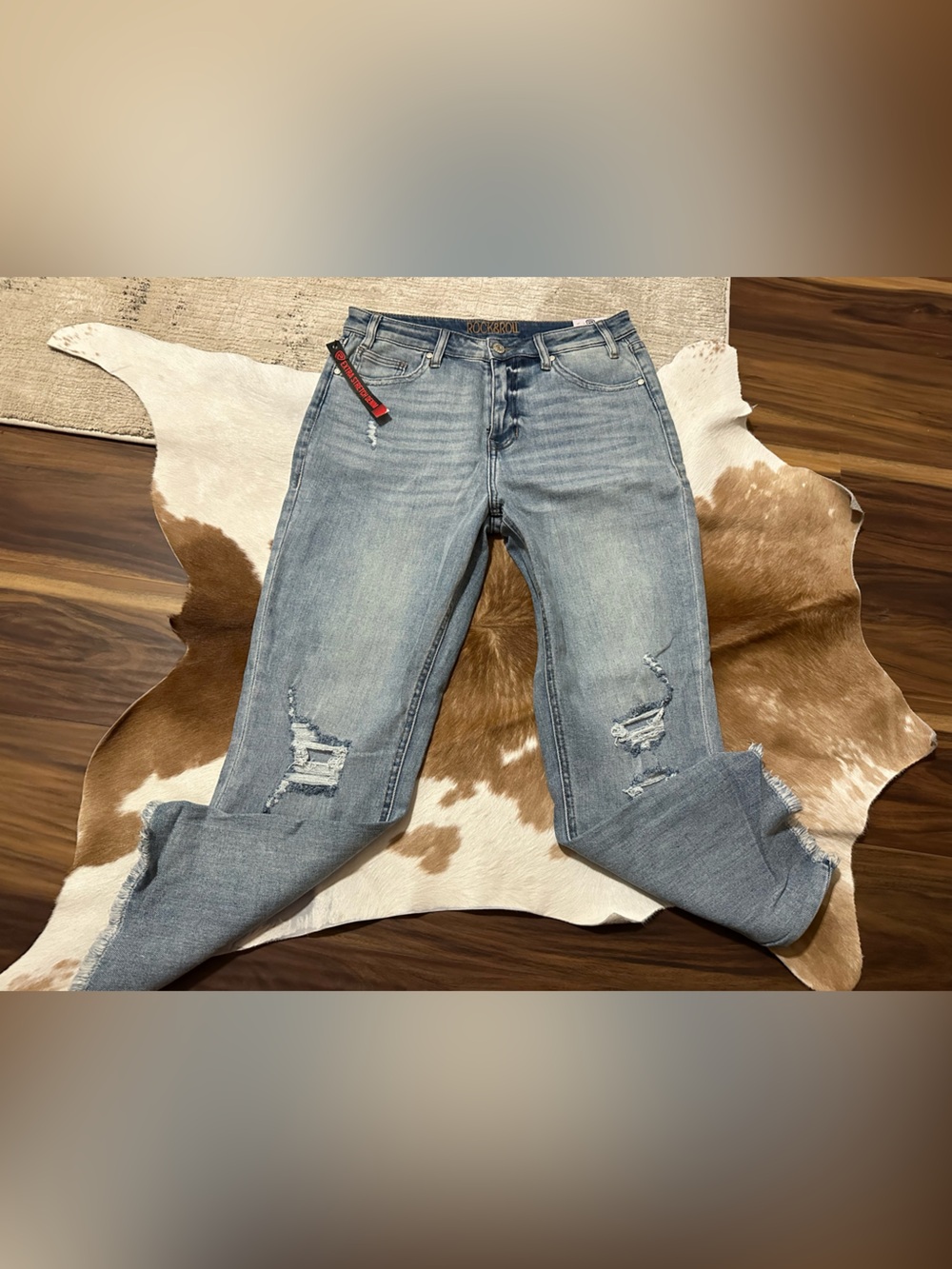 Rock & Roll Denim - Women's Light Wash Distressed Ankle Jeans - Size 30x27